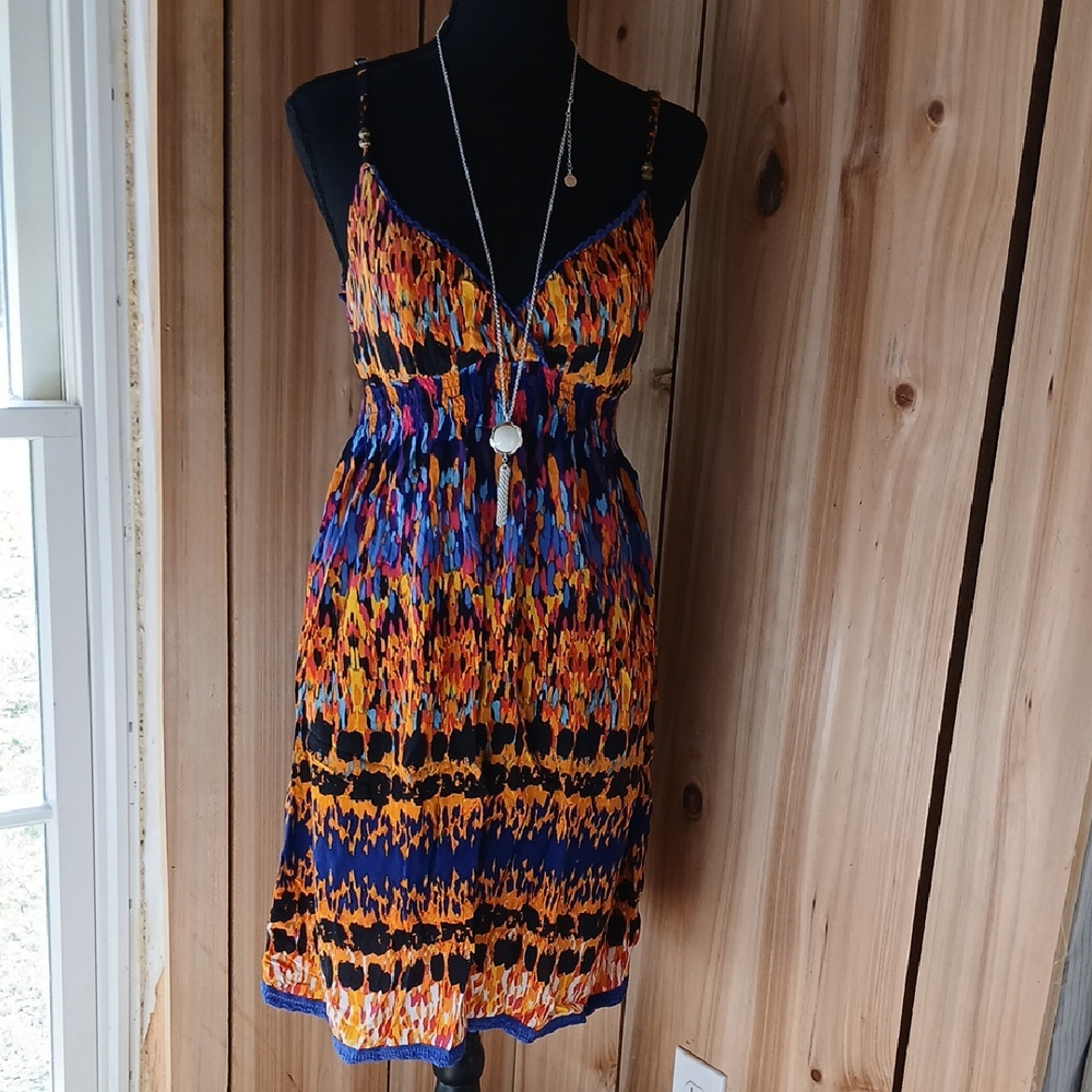 Derek Heart Colorful Patterned Midi Dress